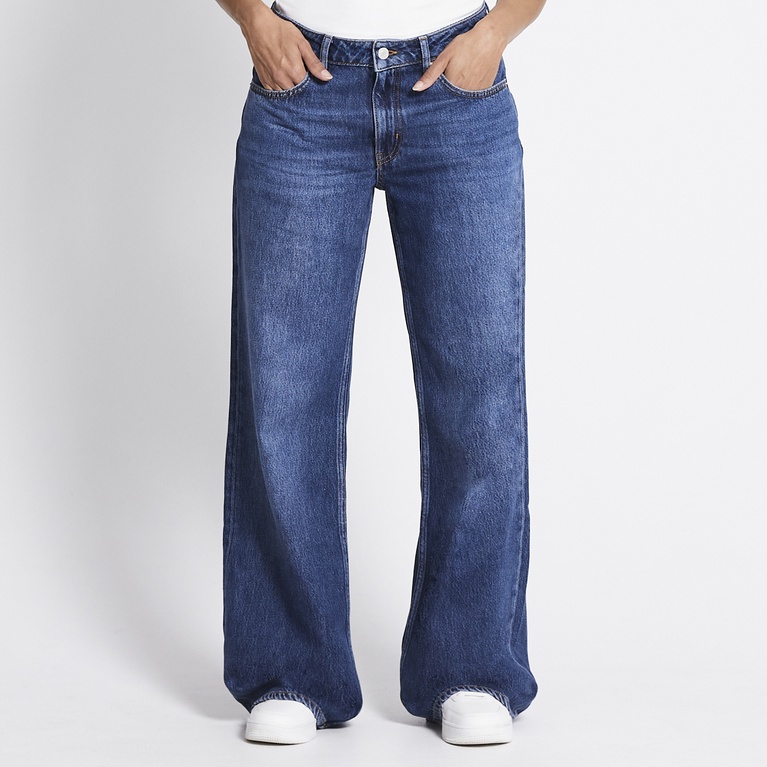 Mid waist wide jeans "Optiwide" Mid wash